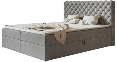 Produktbild von Boxspringbett Miami  160x200 mit Stauraum und Bonell-Matratze, Grau
