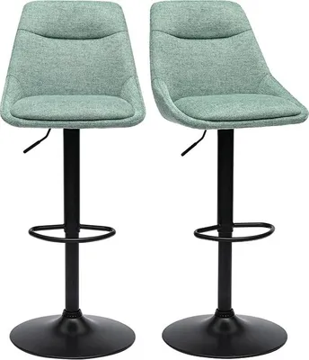 Produktbild von Miliboo - Drehbare Barhocker 360° in texturiertem Céladon-Samt-Stoff und Metall (2er-Set) ALESS
