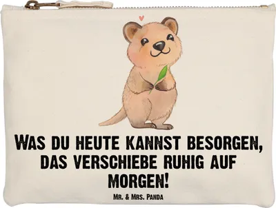 Produktbild von Mr. & Mrs. Panda Schlampermäppchen Quokka Happy Grösse XL Große - Weiß - Geschenk, Aufschieberitis, Waschtasche, Lustiger Spruch, Lustige Sprüche, Kulturtasche, Mäppchen