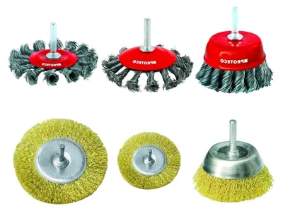 Produktbild von Set aus 6 Drahtbürsten mit Einspannschaft 6 mm für Bohrmaschinen und Akkuschrauber