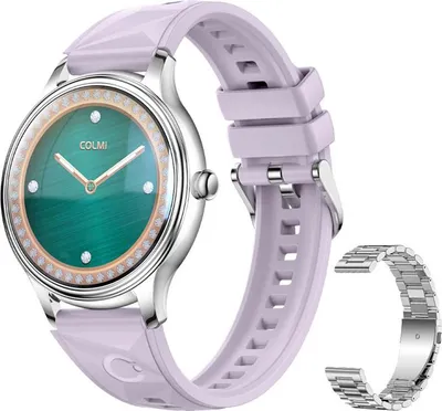 Image de Montre connectée COLMI L28 (argent-violet + bracelet en acier argenté)