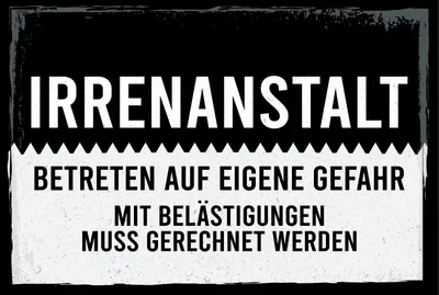 Produktbild von vianmo Blechschild 12x18 cm Irrenanstalt Betreten auf eigene Gefahr