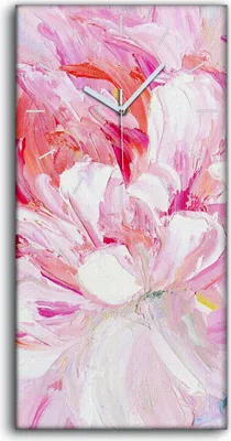 Produktbild von Wandbild Leinwand Bilder mit Uhr Geräuschlos 30x60 Kunst Abstrakte Malerei Blume - weiße Hände
