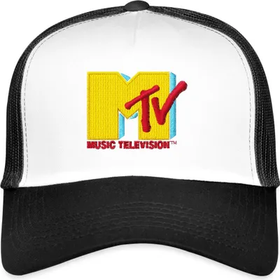 Produktbild von Spreadshirt MTV Logo Als Stick-Design Trucker Cap, One size, Weiß/Schwarz