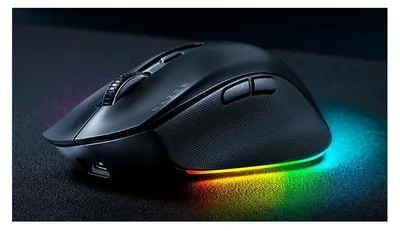Produktbild von Razer Pro Click V2, rechts, Optisch, RF Wireless + Bluetooth + USB Type-C, 30000 DPI, Schwarz