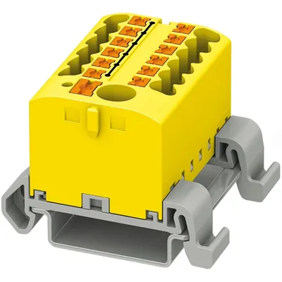 Produktbild von Verteilerblock Klemmen Verteilung Block Hutschiene für TH35 6/12x2,5 mit NS35A adapter Gelb