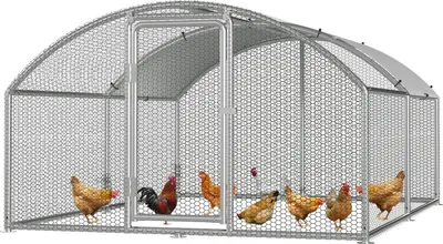 Produktbild von Faziango Hühnerstall 3x4m Metall mit Kuppeldach, Verzinkter Hühnerstall, Großes Hühnergehege für Freilauf Hühner
