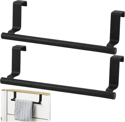 Productafbeelding van Handdoekhouder - Set van 2 - 24 x 7 cm - Zonder Boren - Zwart