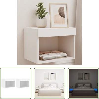 Immagine prodotto di The Living Store Comodini a parete con luci LED 2 pz. Bianco