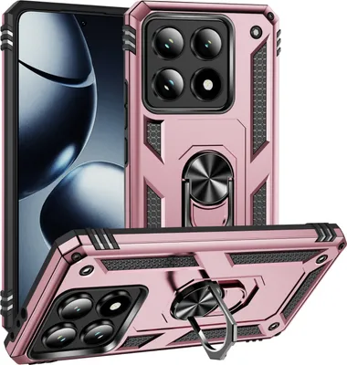 Obrázek produktu pro Pouzdro pro Xiaomi 14T dvouvrstvé robustní, vojenská ochrana pouzdro s držákem prstenu a stojánkem Růžové zlato