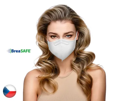 Obrázek produktu pro 5x Český NanoRespirátor BreaSAFE® FFP2 - Znovupoužitelný - bílý M