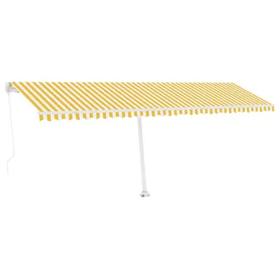 Image de vidaXL Store manuel rétractable avec LED 600x350 cm jaune blanc