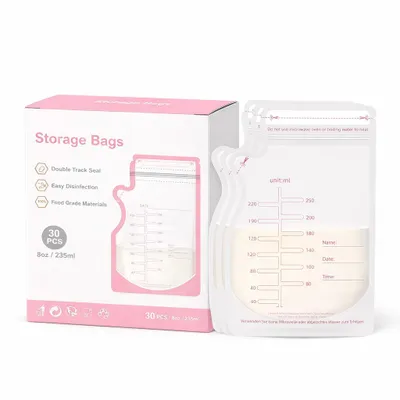 Produktbild von Muttermilchbeutel 250 ml, BPA-frei, auslaufsicher, beschriftbar & gefriergeeignet, 30 Stück