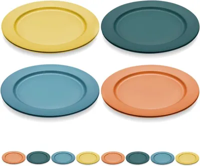 Zdjęcie produktu dla Zestaw 8 dużych talerzy plastikowych 25,5 cm, nietłukących i wielokrotnego użytku
