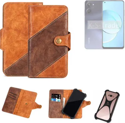 Produktbild von K-S-Trade Handyhülle Schutzhülle Bookstyle Case Wallet-Case kompatibel mit Realme 10 Cover Klapphülle Kantenschutz Smartphone dunkelbraun braun 1x