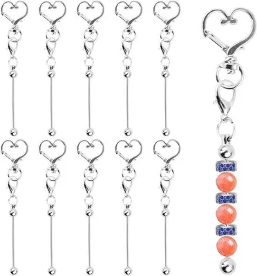 Produktbild von Personalisierbare DIY-Schmuckhaken - Herzförmige Metallhaken - 11,4 cm Länge - Silber