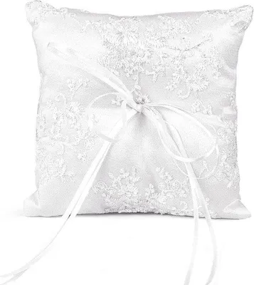 Produktbild von Allecto Plus – Ringkissen für Trauringe, weiß, 15 x 15 cm – Brautkissen mit Schleife für romantische Hochzeiten
