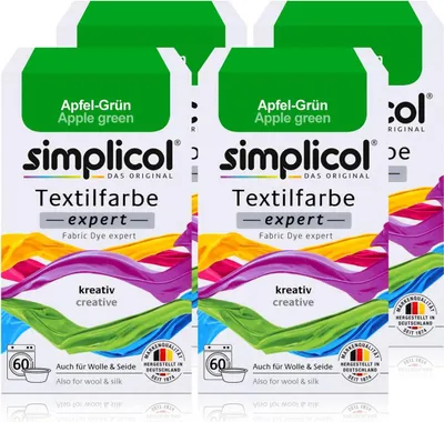 Produktbild von Simplicol Textilfarbe expert Apfel-Grün 150g - Farbe zum Färben (4er Pack)