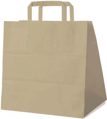Produktbild von 50 Braune Papiertragetaschen 32 + 21 x 33 cm Tortentragetaschen mit Innenhenkel