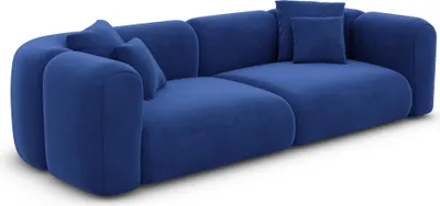 Produktbild von Samtstoff 3-Sitzer Couch Belio Königsblau