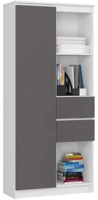 Produktbild von raumhirsch Büroregal 80cm -verschiedene Farben - Hochglanz Standregal 2 Schubladen 180cm