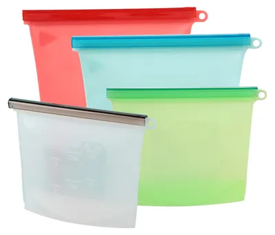 Produktbild von Wiederverwendbare Silikon Gefrierbeutel, Set von 4