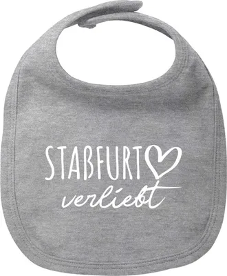 Produktbild von Huuraa Baby Lätzchen Staßfurt verliebt Heather Grey Klettverschluss  Baumwolle Latz Geschenkidee