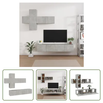 Produktbild von The Living Store 7-tlg. TV-Schrank-Set Betongrau Holzwerkstoff