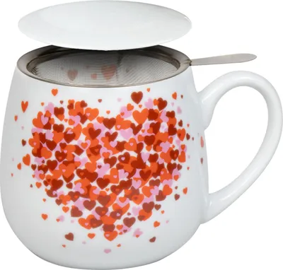 Immagine prodotto di Könitz Becher Love Explodes mit Sieb und Deckel, Tasse, Porzellan, Rot, 420 ml, 11 5 143 2833