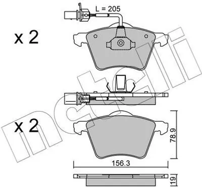 Produktbild von METELLI Bremsbeläge Satz Vorne Bremsklötze für VW Transporter IV Bus (70B, 70C, 7DB, 7DK, 70J, 70K, 7DC, 7DJ) 22-0550-1