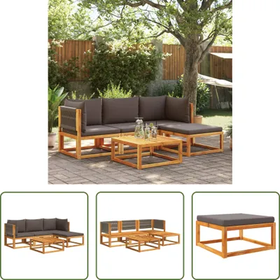 Produktbild von The Living Store 5-tlg. Garten-Sofagarnitur mit Kissen Massivholz Akazie