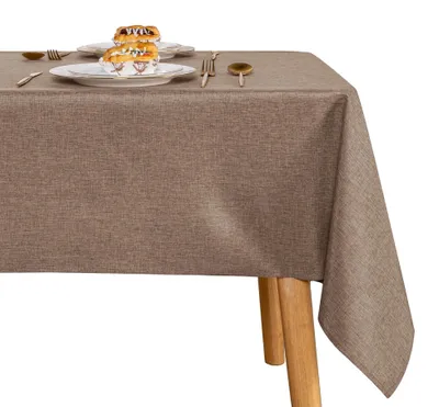 Produktbild von Khaki Tischdecke mit Leinenoptik, Waschbar und Wasserabweisend 160 x 320 cm