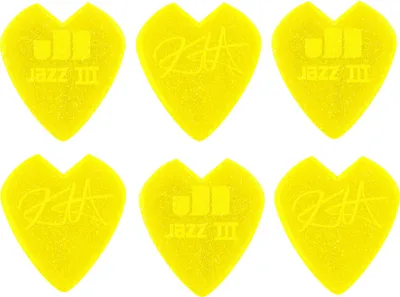 Produktbild von 6x Dunlop Kirk Hammett Jazz III custom V-shaped, 0,88 mm, gelb