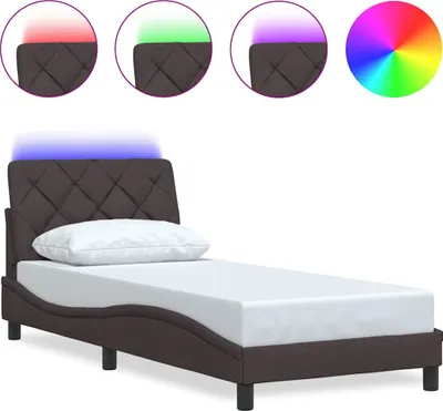 Immagine prodotto di vidaXL Struttura letto con LED senza materasso marrone scuro 80x200 cm tessuto