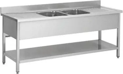 Obrázek produktu pro Nerezový dřez, dvě umyvadla uprostřed, 200 x 60