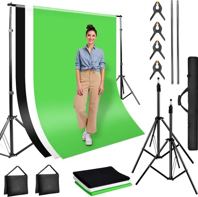 Obrázek produktu pro Jopassy Pro fotoateliérový set systém pozadí stojan na pozadí s brašnou příčníky pytel na písek 4x svorky, 3x pozadí