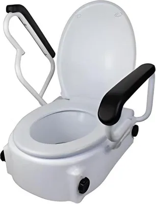 Zdjęcie produktu dla Podwyższenie do toalety 19 cm dla osób starszych – z pokrywą i podłokietnikami – białe Tajo
