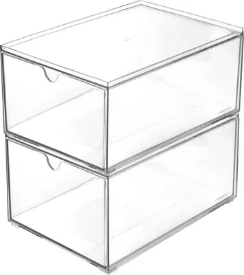 Produktbild von Organizer für Kosmetikartikel – Stapelbarer Kosmetik-Aufbewahrungsbehälter – 2 Stück – 23 x 16,5 x 10 cm
