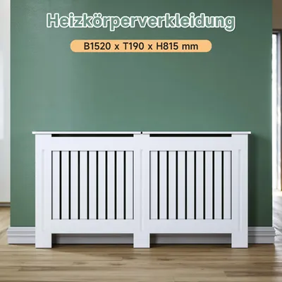 Obrázok produktu pre SONNI biely Obklad radiátora Vertikálna mriežka 152 cm Kryt radiátora