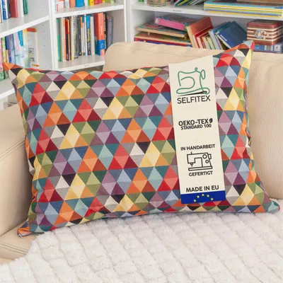Produktbild von Selfitex Buntes Dekokissen inkl. Füllung, weiches Lesekissen, dekoratives Zierkissen, Sofakissen, Rückenkissen, Größe: 60x80, Muster: Dreieck