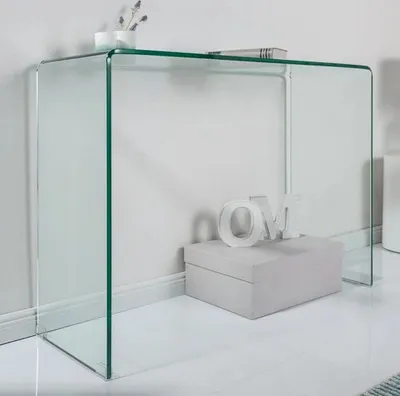 Produktbild von cagü: Design GlasSchreibtisch Schreibtisch [MAYFAIR] Glas transparent 100cm x 35cm
