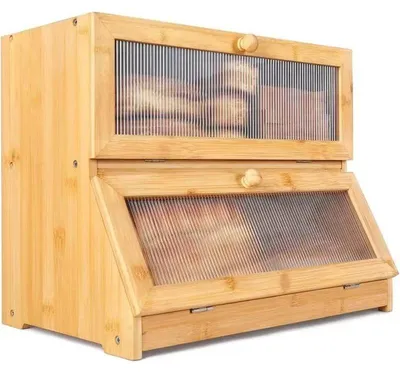 Produktbild von Brotkasten - 2-stöckige Brotbox - Kunststoff - Mit Deckel - Für Küchenarbeitsplatte und Vorratsraum - Primärfarbe