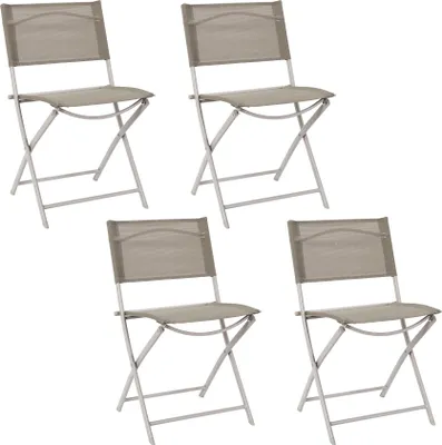 Image de Lot de 4 Chaises - HOME DECO FACTORY - Elba - Pliante - Moderne - Beige