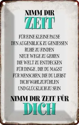Produktbild von vianmo Blechschild 18x12 cm nimm dir Zeit für dich glücklich Spruch Zitat