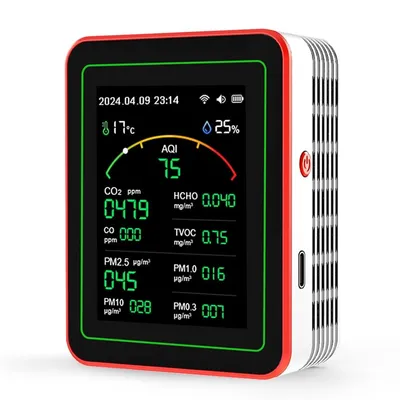 Produktbild von 15-in-1 Smart Luftqualitätsmessgerät in Echtzeit (Weiß) – Luftqualitätsmonitor mit AQI, HCHO und PM-Messung für Zuhause und Büro