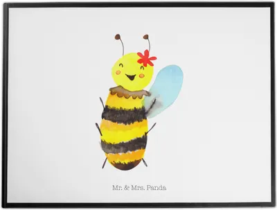 Produktbild von Mr. & Mrs. Panda Schreibtischauflage Biene Happy - Weiß - Geschenk, Schreibunterlage, schreibtischunterlage, Unterlage Schreibtisch, schreibtischunterlagen, malmatte