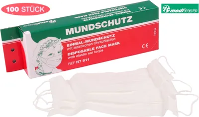 Produktbild von 100x Einmal-Mundschutz weiß einlagig Mundschutzmaske Infektionsschutz Atemschutz
