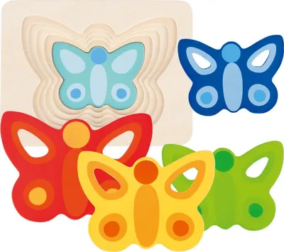 Produktbild von Schichtenpuzzle Schmetterling aus Holz von goki