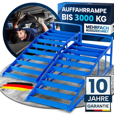 Produktbild von WERKTHOR Auffahrrampe PKW Metall - [2er Set] Auffahrrampen für maximalen Halt [<3t] - Hochbelastbare Rampe Auto für jeden Untergrund