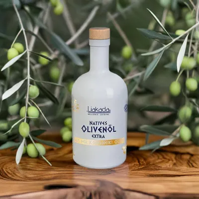 Produktbild von Liakada Natives Olivenöl extra 0,5L aus Koroneiki Oliven vegan